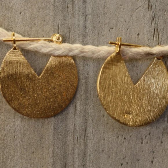 Disc Hoop Earrings - 18k Gold Filled - Picture 2 of 2